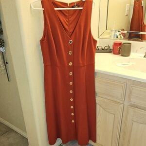 Tommy Hilfiger Sleeveless Midi Dress - Rust